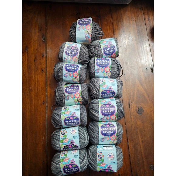 Crafter's Secret Other - Crafter's Secret Cotton Yarn 176 Black Ice Grey Variegated 13 Skeins 1045yd Bulk